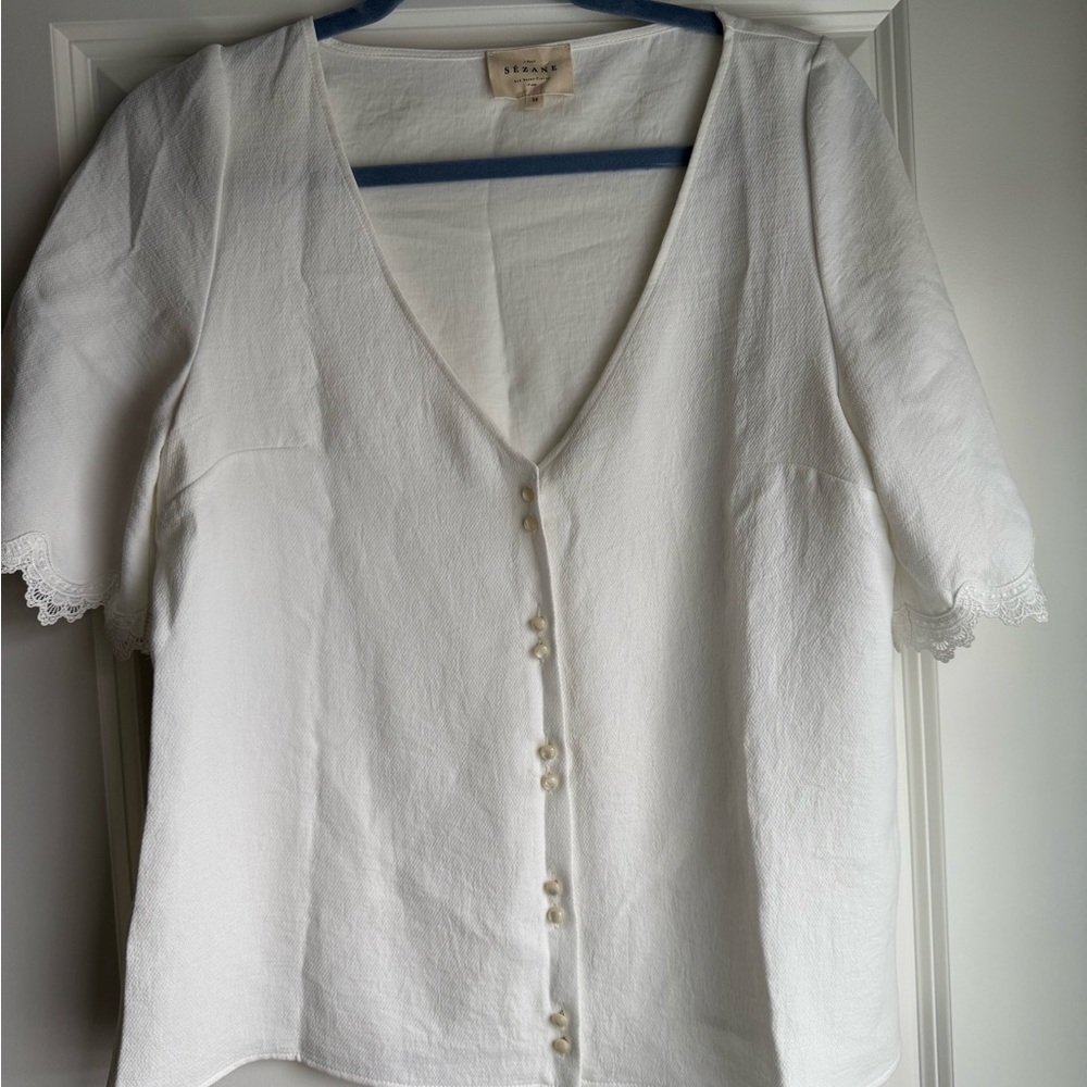 Sezane White Blouse Size 38